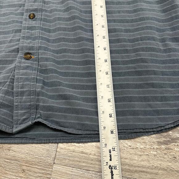 Carhartt Blue Striped Men 2XL Loose Short Sleeve Button Down Chambray Work Shirt - Picture 9 of 10